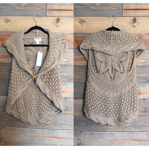 Mud Pie Cotton Blue Sweater with Big Bro Chainstitching